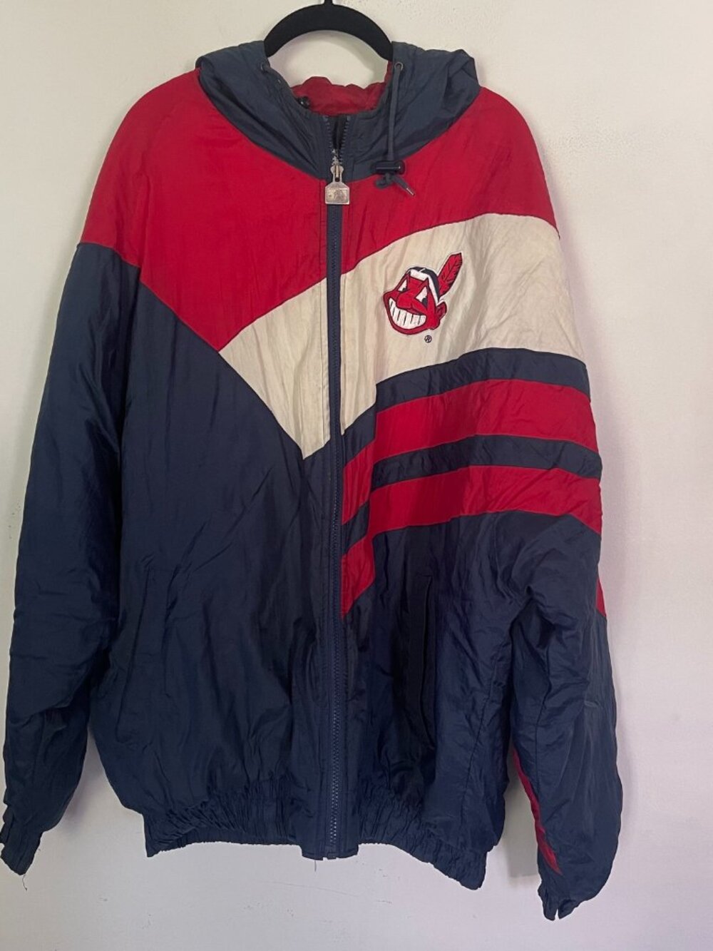 Vintage Logo 7 Cleveland Indians Men's XL Chief Wahoo Puffer Jacket Baseball T2
